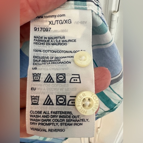 Tommy Hilfiger Blue and Green Plaid Button Down Shirt Size XL - Picture 9 of 11